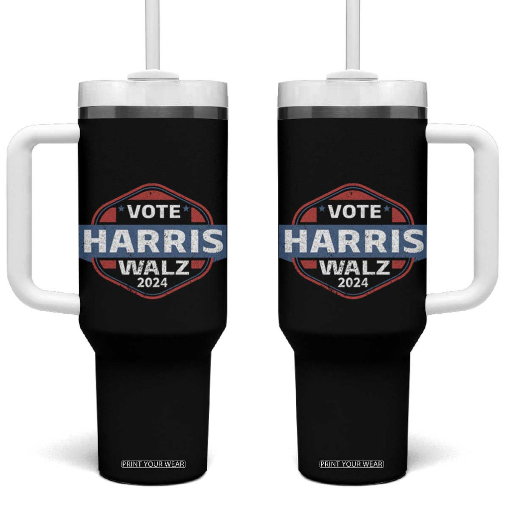 Harris Walz Waltz 2024 Tumbler With Handle Vote Kamala Presidential Election Vintage Retro TB10 One Size: 40 oz Black Print Your Wear