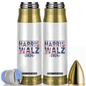 Harris Walz 2024 Election Bullet Tumbler For The People Madam President USA Flag TB10 White Print Your Wear