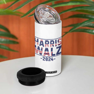 Harris Walz 2024 Election 4 in 1 Can Cooler Tumbler Tim Walzt Kamala Madam President American Flag TB10 Print Your Wear