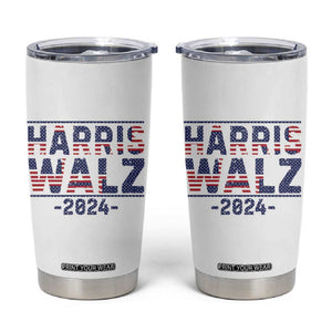 Harris Walz 2024 Election Tumbler Cup Tim Walzt Kamala Madam President American Flag TB10 White Print Your Wear