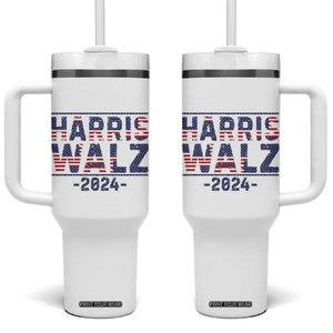 Harris Walz 2024 Election Tumbler With Handle Tim Walzt Kamala Madam President American Flag TB10 One Size: 40 oz White Print Your Wear