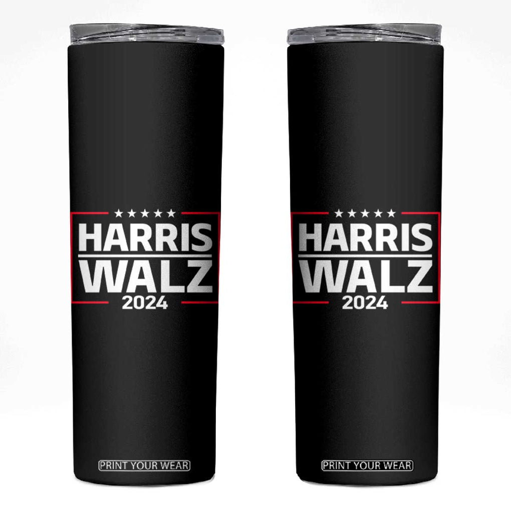 Harris Walz Waltz 2024 Skinny Tumbler Kamala Presidential Election TB10 Black Print Your Wear