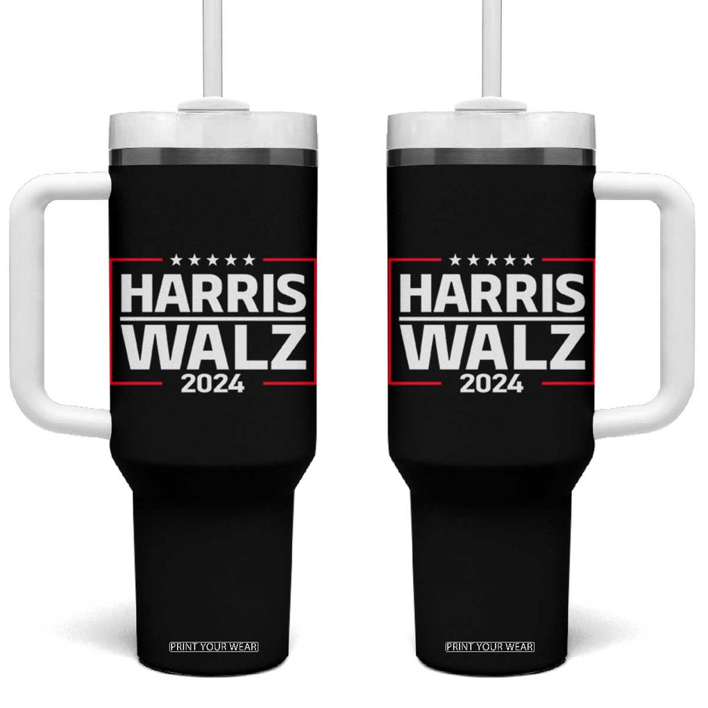 Harris Walz Waltz 2024 Tumbler With Handle Kamala Presidential Election TB10 One Size: 40 oz Black Print Your Wear