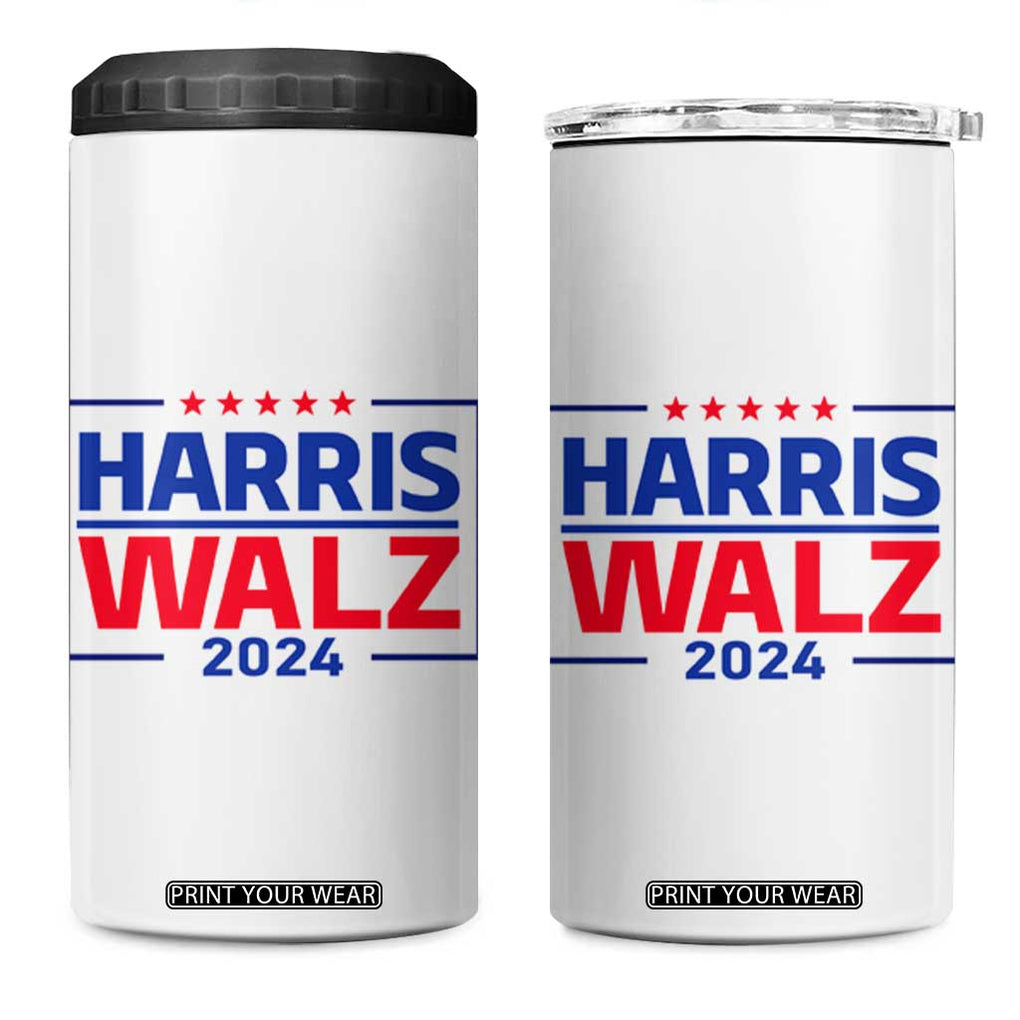 Harris Walz Waltz 2024 4 in 1 Can Cooler Tumbler Kamala Presidential Election TB10 One Size: 16 oz White Print Your Wear