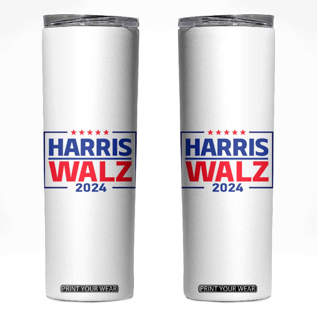 Harris Walz Waltz 2024 Skinny Tumbler Kamala Presidential Election TB10 White Print Your Wear