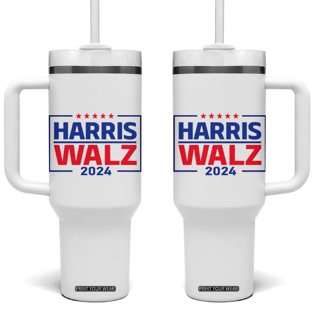 Harris Walz Waltz 2024 Tumbler With Handle Kamala Presidential Election TB10 One Size: 40 oz White Print Your Wear