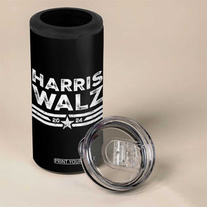 Harris Walz 2024 4 in 1 Can Cooler Tumbler Kamala Tim Walzt Presidential Election Retro Stripe TB10 Print Your Wear