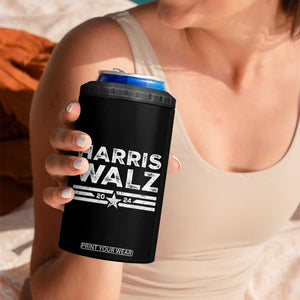 Harris Walz 2024 4 in 1 Can Cooler Tumbler Kamala Tim Walzt Presidential Election Retro Stripe TB10 Print Your Wear