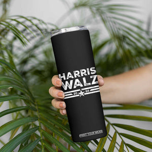 Harris Walz 2024 Skinny Tumbler Kamala Tim Walzt Presidential Election Retro Stripe TB10 Print Your Wear