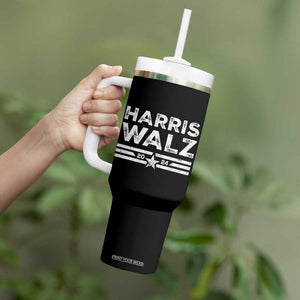 Harris Walz 2024 Tumbler With Handle Kamala Tim Walzt Presidential Election Retro Stripe TB10 Print Your Wear