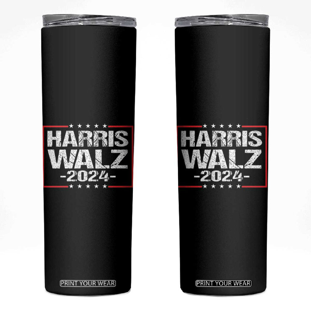 Harris Walz 2024 Skinny Tumbler Kamala Tim Walzt Presidential Election TB10 Black Print Your Wear