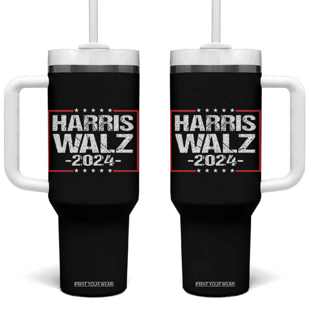 Harris Walz 2024 Tumbler With Handle Kamala Tim Walzt Presidential Election TB10 One Size: 40 oz Black Print Your Wear