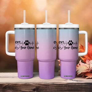 Personalized Vet Tech Tumbler With Handle Custom Name Funny Vet Staff Appreciation Gift Tarot Card TB10 Print Your Wear