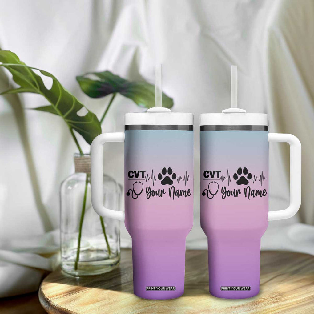 Personalized Vet Tech Tumbler With Handle Custom Name Funny Vet Staff Appreciation Gift Tarot Card TB10 Print Your Wear