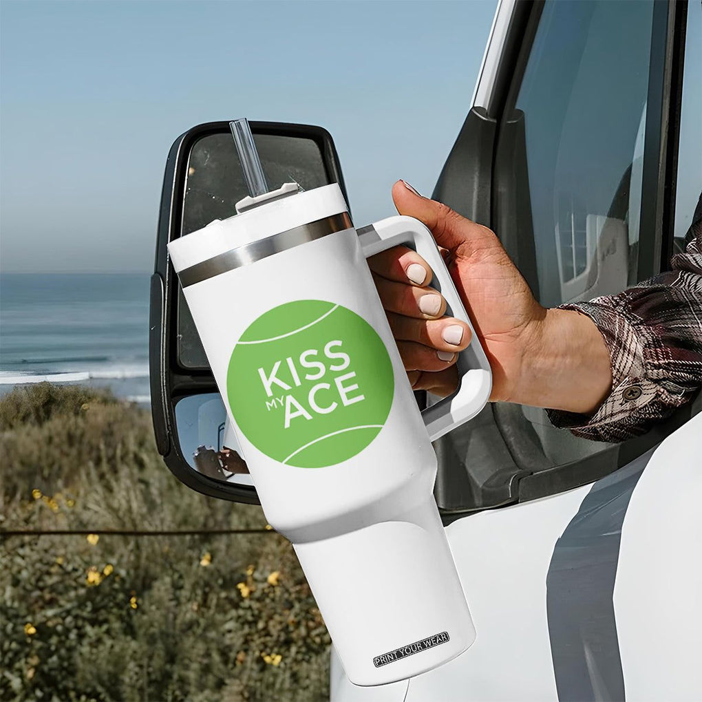 Tennis And Wine Lovers Tumbler With Handle Today's Good Mood Is Sponsored TB10 Print Your Wear