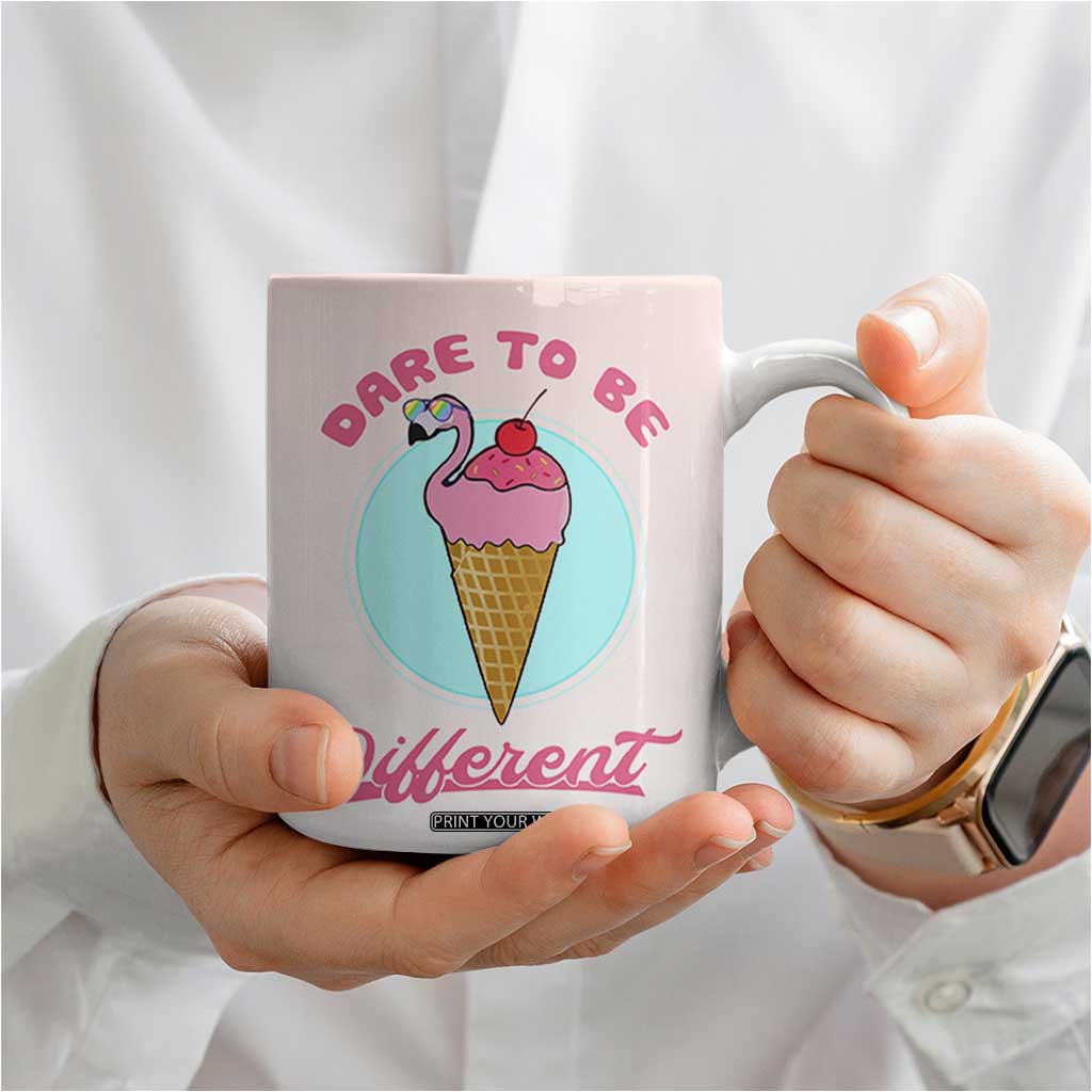 Positive Flamingo Gifts Coffee Mug Dare To Be Different Flamingo Affirmation Gift TB10 Print Your Wear