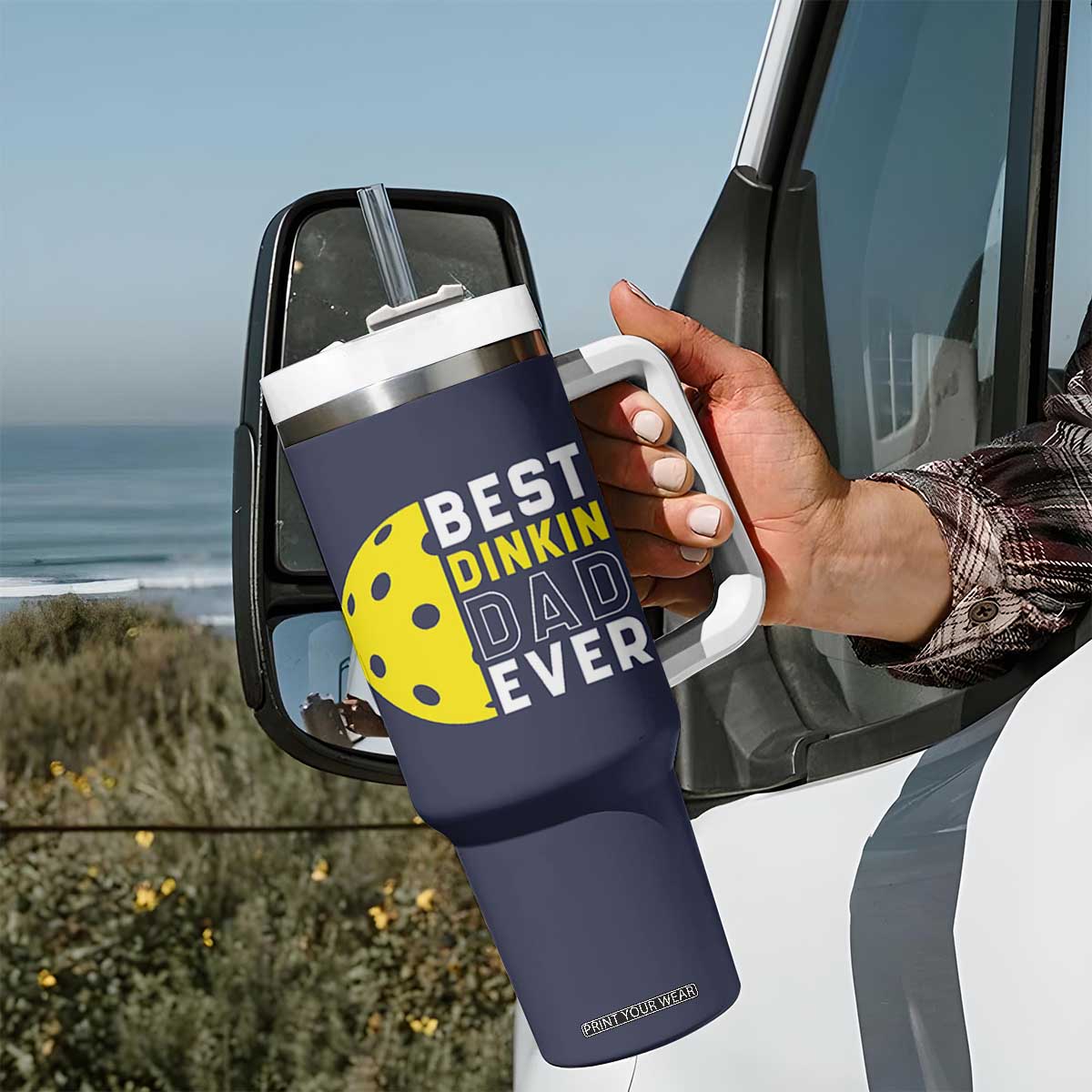 Funny Pickleball Dad Tumbler With Handle Best Dinkin Dad Ever Fathers Day Gift TB10 Print Your Wear