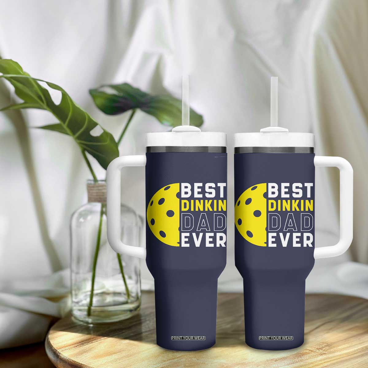 Funny Pickleball Dad Tumbler With Handle Best Dinkin Dad Ever Fathers Day Gift TB10 Print Your Wear