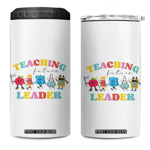 Teacher 4 in 1 Can Cooler Tumbler Retro Teaching Future Leaders Groovy Teacher Back To School TB10 One Size: 16 oz White Print Your Wear