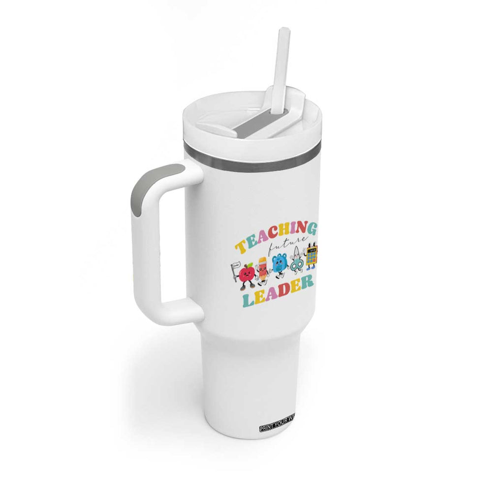 Teacher Tumbler With Handle Retro Teaching Future Leaders Groovy Teacher Back To School TB10 Print Your Wear