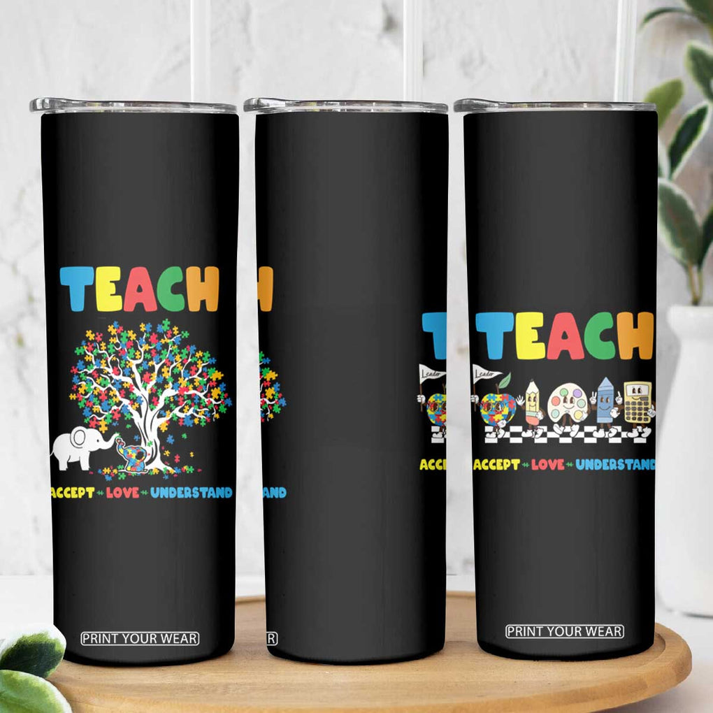 Autism Teacher Skinny Tumbler Accept Love Understand Cute Puzzle TB10 Print Your Wear