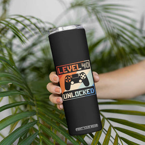 40th Birthday Gifts Vintage Skinny Tumbler Level 40 Unlocked 1984 Video Game TB10 Print Your Wear