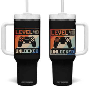 40th Birthday Gifts Vintage Tumbler With Handle Level 40 Unlocked 1984 Video Game TB10 One Size: 40 oz Black Print Your Wear