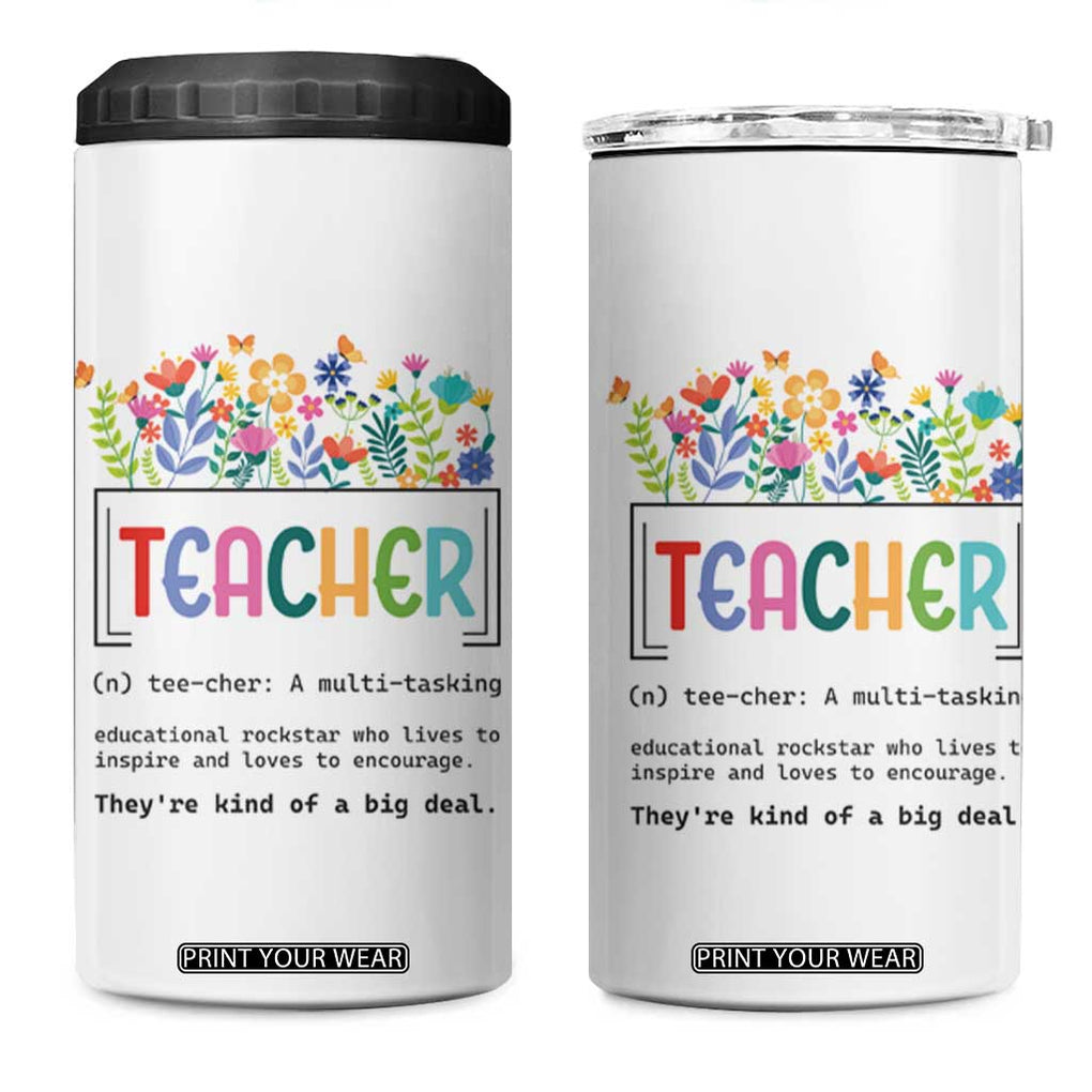 Teacher Appreciation 4 in 1 Can Cooler Tumbler Back To School Wildflower Inspirational Teaching TB10 One Size: 16 oz White Print Your Wear