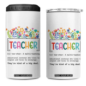 Teacher Appreciation 4 in 1 Can Cooler Tumbler Back To School Wildflower Inspirational Teaching TB10 One Size: 16 oz White Print Your Wear