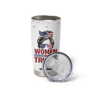 Trump 2024 Election Tumbler Cup Women For Trump Messy Bun American Flag Pro 45 47 TB10 Print Your Wear