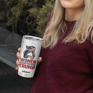 Trump 2024 Election Tumbler Cup Women For Trump Messy Bun American Flag Pro 45 47 TB10 Print Your Wear