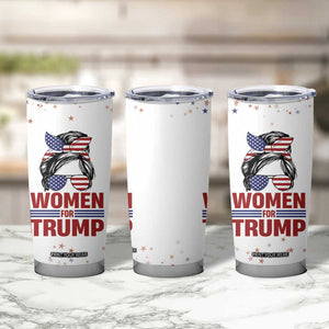 Trump 2024 Election Tumbler Cup Women For Trump Messy Bun American Flag Pro 45 47 TB10 Print Your Wear