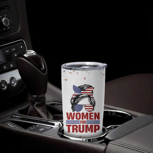 Trump 2024 Election Tumbler Cup Women For Trump Messy Bun American Flag Pro 45 47 TB10 Print Your Wear