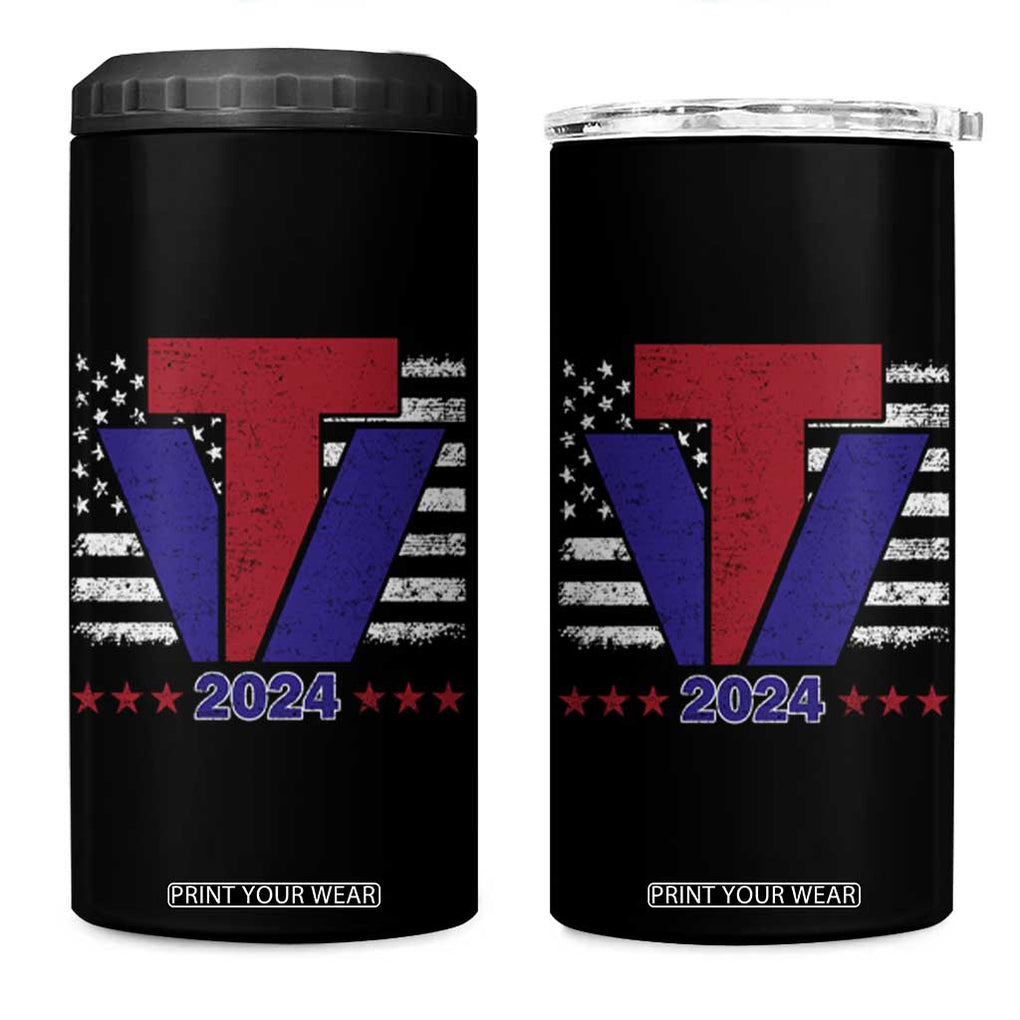 Trump Vance 2024 Presidential Election 4 in 1 Can Cooler Tumbler American Flag TB10 One Size: 16 oz Black Print Your Wear