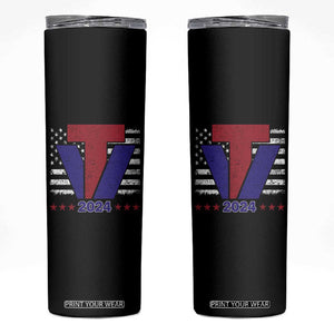 Trump Vance 2024 Presidential Election Skinny Tumbler American Flag TB10 Black Print Your Wear