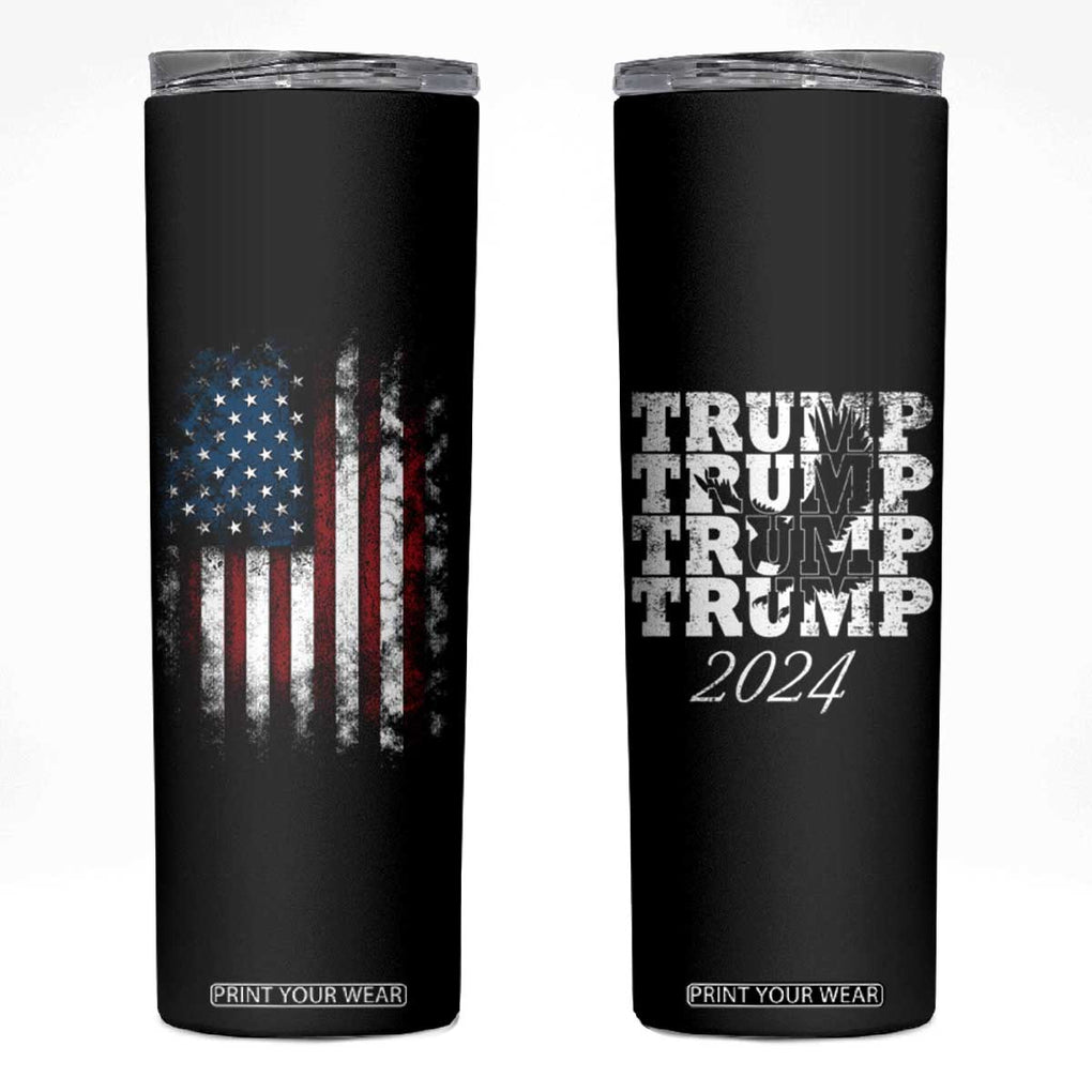 Trump 2024 Election Skinny Tumbler American Flag US Eagle TB10 Black Print Your Wear