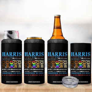 Madam President 2024 Election 4 in 1 Can Cooler Tumbler Kamala Harris LGBTQ Gay Pride Lesbian Together We Rise American Fist American Flag TB10 Print Your Wear