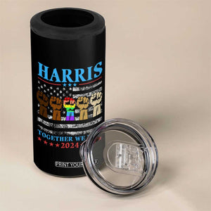 Madam President 2024 Election 4 in 1 Can Cooler Tumbler Kamala Harris LGBTQ Gay Pride Lesbian Together We Rise American Fist American Flag TB10 Print Your Wear