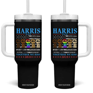 Madam President 2024 Election Tumbler With Handle Kamala Harris LGBTQ Gay Pride Lesbian Together We Rise American Fist American Flag TB10 One Size: 40 oz Black Print Your Wear