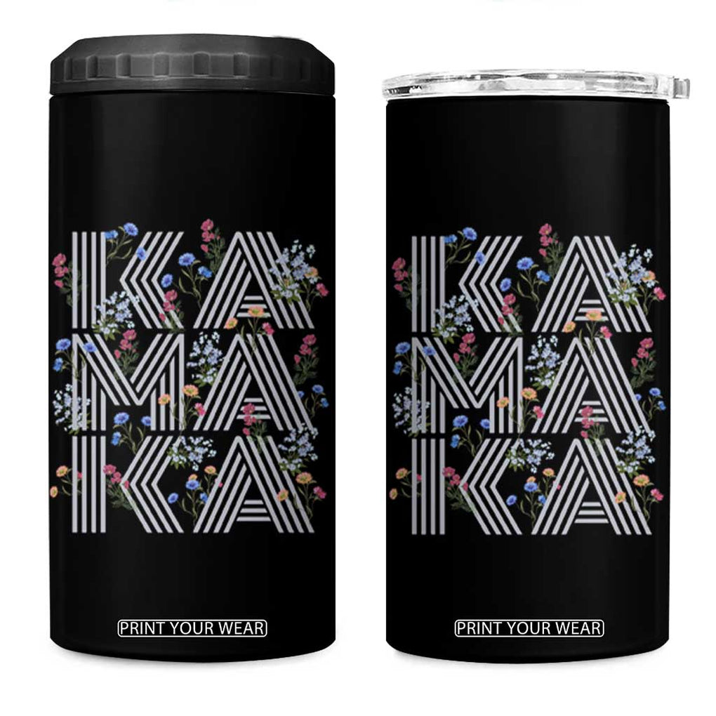 Harris 2024 Election 4 in 1 Can Cooler Tumbler Kamala Vintage Floral Feminine TB10 One Size: 16 oz Black Print Your Wear