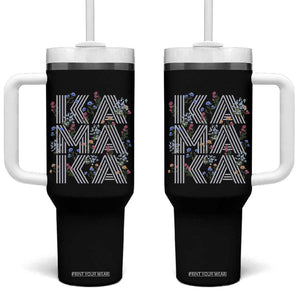 Harris 2024 Election Tumbler With Handle Kamala Vintage Floral Feminine TB10 One Size: 40 oz Black Print Your Wear