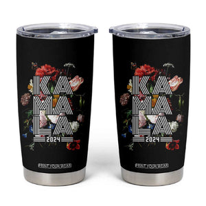 Harris 2024 Election Tumbler Cup Kamala Vintage Floral Feminine TB10 Black Print Your Wear