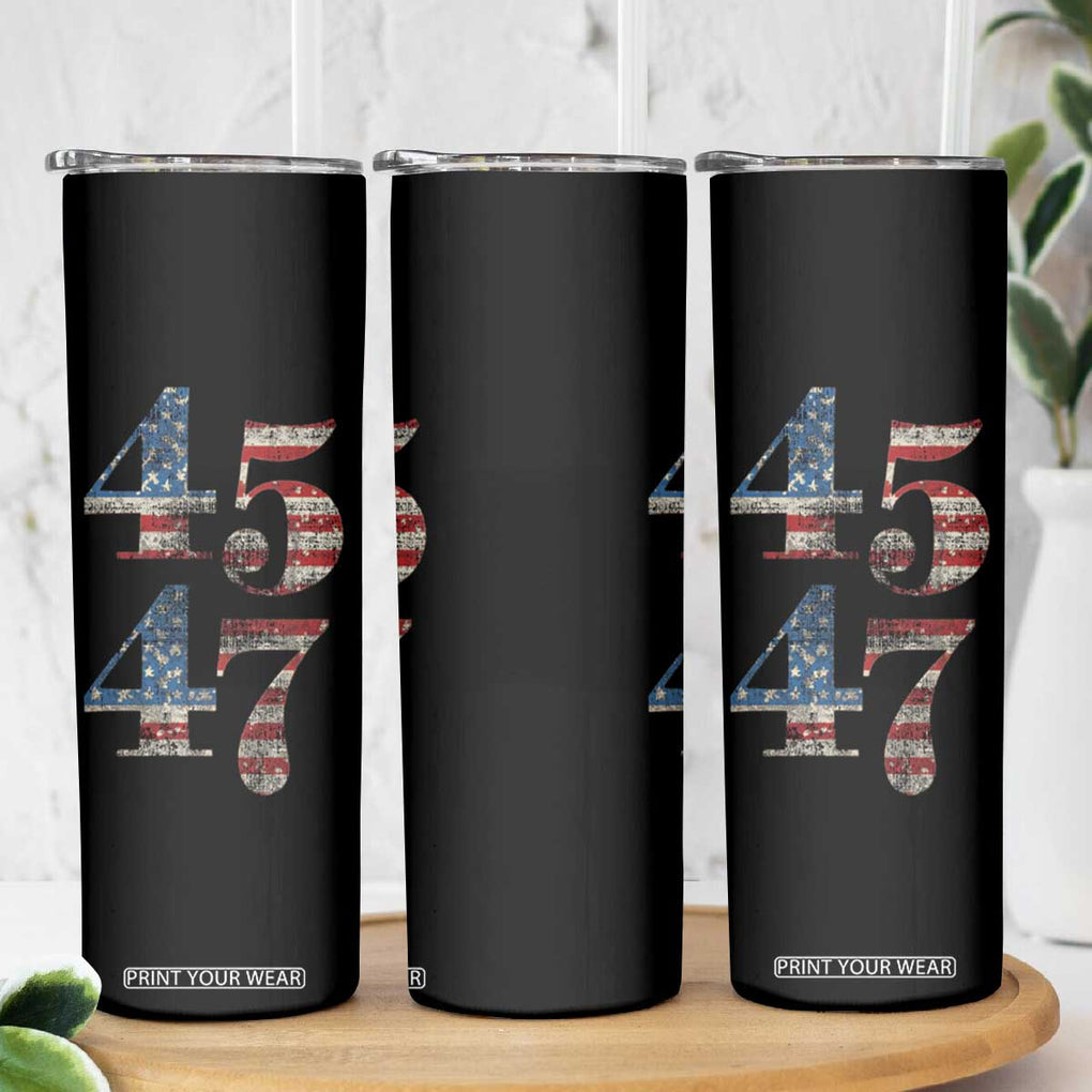 Trump 2024 Election Skinny Tumbler 45-47 American US Flag 47th TB10 Print Your Wear