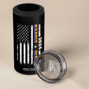 Harris Walz 2024 Election 4 in 1 Can Cooler Tumbler Kamala LGBT Gay Pride Rainbow American USA Flag TB10 Print Your Wear