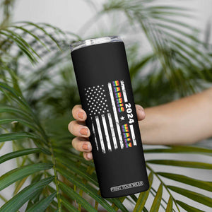 Harris Walz 2024 Election Skinny Tumbler Kamala LGBT Gay Pride Rainbow American USA Flag TB10 Print Your Wear