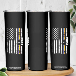 Harris Walz 2024 Election Skinny Tumbler Kamala LGBT Gay Pride Rainbow American USA Flag TB10 Print Your Wear