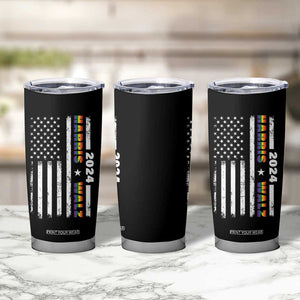 Harris Walz 2024 Election Tumbler Cup Kamala LGBT Gay Pride Rainbow American USA Flag TB10 Print Your Wear