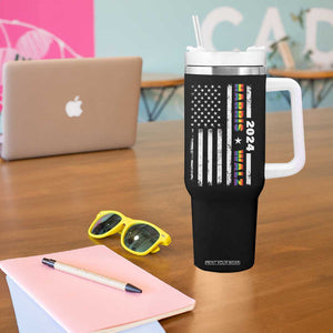 Harris Walz 2024 Election Tumbler With Handle Kamala LGBT Gay Pride Rainbow American USA Flag TB10 Print Your Wear