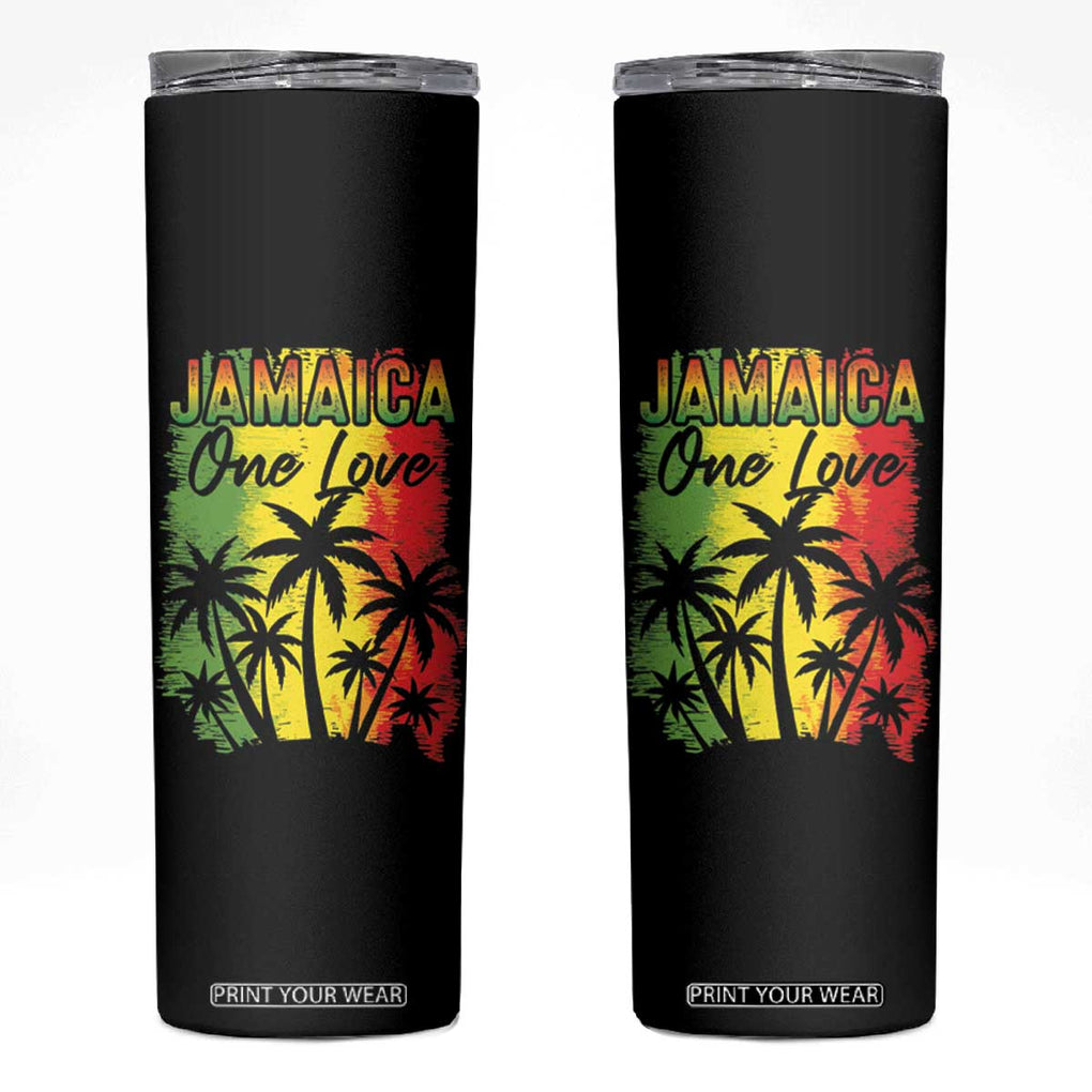 Jamaican Pride Skinny Tumbler One Love Jamaica Peace Sunset Travel Vacation Souvenir TB10 Black Print Your Wear