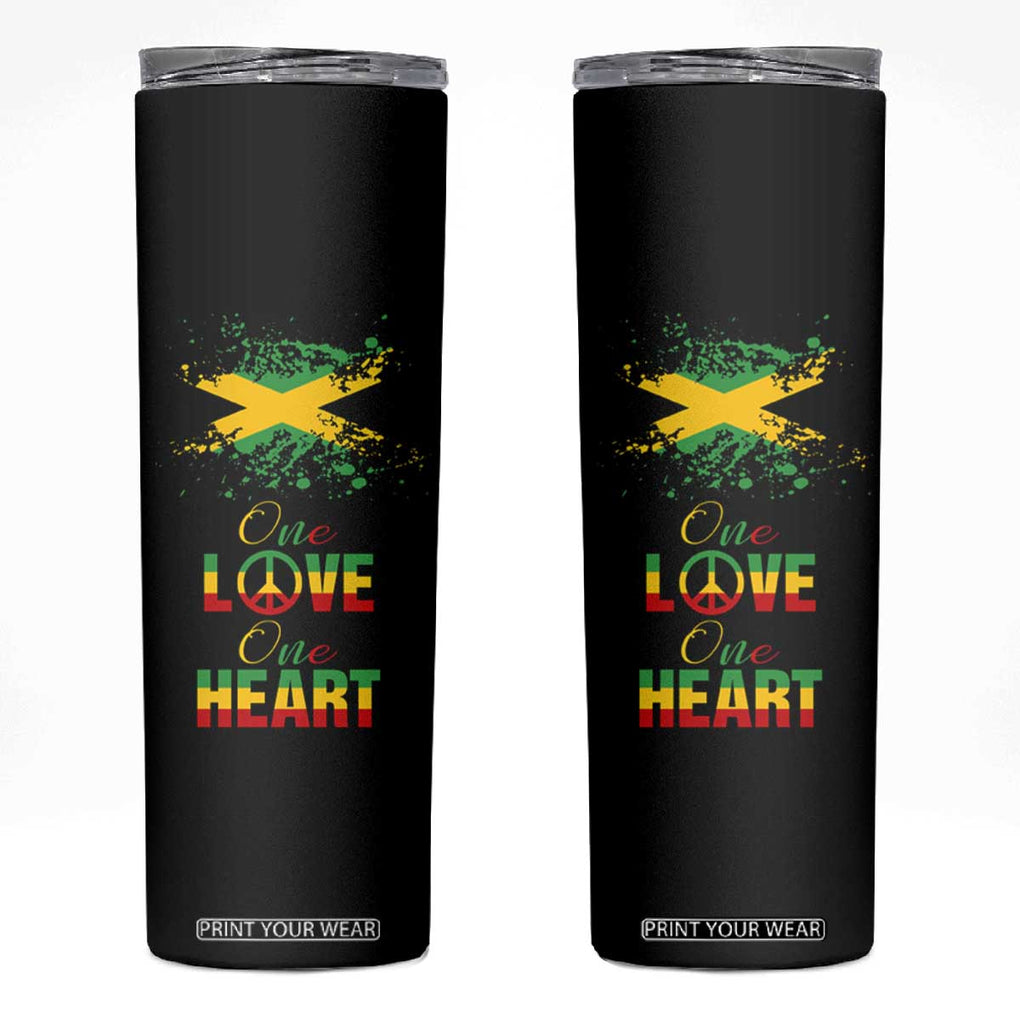 Roots Rock Reggae Skinny Tumbler One Love One Heart Marley Peace Rastafari TB10 Black Print Your Wear